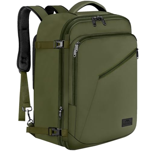 MATEIN Expandable Air Travel Backpack, Light Weight Carry on Backpack - color: Olive Green, size: X-Large
