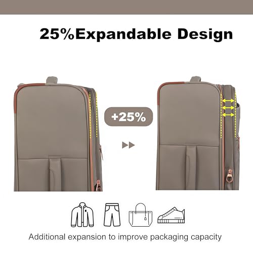 Travelhouse 4-Piece Softside Luggage Set with Spinner Wheels - color: Khaki, size: 4 piece