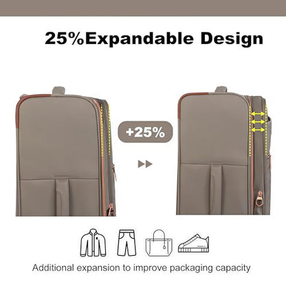 Travelhouse 4-Piece Softside Luggage Set with Spinner Wheels - color: Khaki, size: 4 piece