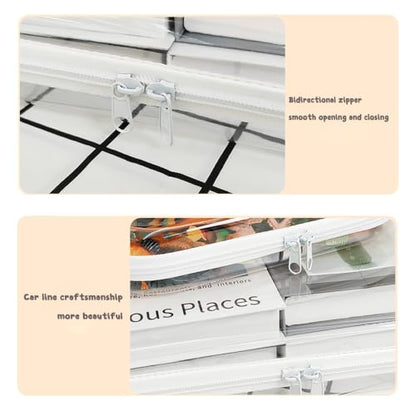 2 Pcs Clear Hard Shell Plastic Zipper Storage Case for Makeup Toiletries