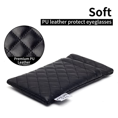 Face Shadow Double Glasses Case Soft Eyeglass Case For Women Men - color: Pu Black