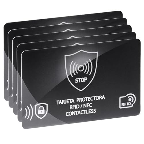 RFID Blocking Card,Credit Card Bank Debit Contactless Theft Prevention NFC Blocker Protector,Protection for Entire Wallet - color: B-5 Pcs Black