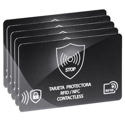 RFID Blocking Card,Credit Card Bank Debit Contactless Theft Prevention NFC Blocker Protector,Protection for Entire Wallet - color: B-5 Pcs Black