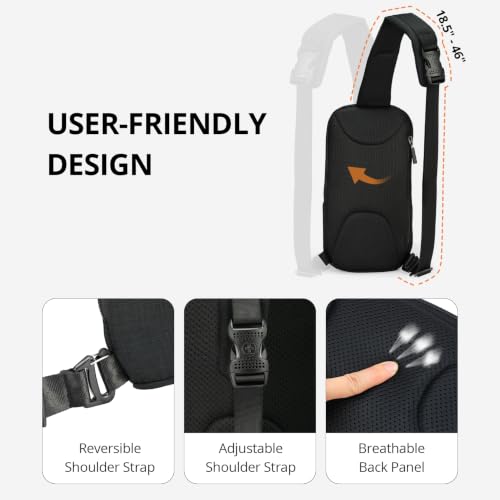 Swissdigital Design Crossbody Bag for Men, RFID Blocking Sling Bag with Adjustable Strap Use - color: Black