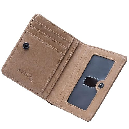 Alldaily Small RFID Wallet for Women Slim Compact Bifold Pocket Ladies Travel Mini Purse (Apricot) - color: Beige