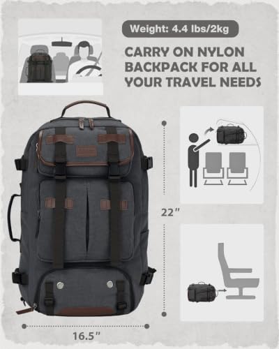 Gonex 40L Convertible Laptop Backpack, Airline Approved, Dark Grey - color: Dark Gray