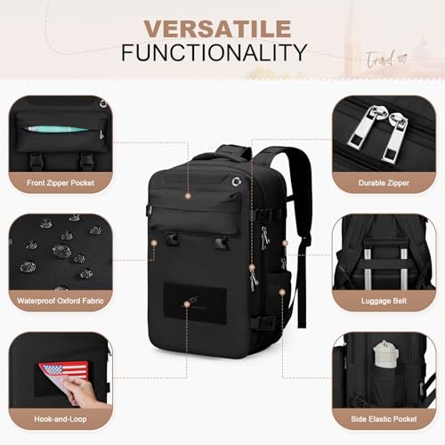 Maelstrom Travel Backpack for Men Women, 17.3" Laptop with Shoe Compartment - color: Black, size: 17.3 inch with shoe compartment