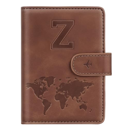 Passport Holder Wallet Cover Personalized Initial Travel Essentials - color: Brown, size: Z