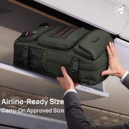 WITZMAN Carry on Travel Backpack for Men Airline Approved Fits 16" Laptop - color: 02.army Green