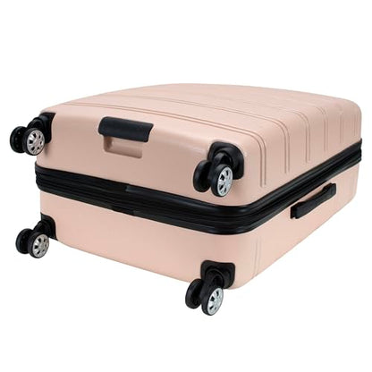 Rockland Melbourne Hardside Expandable Spinner Wheel Luggage, Checked Large 28", Champagne - color: Champagne, size: Checked Large 28"