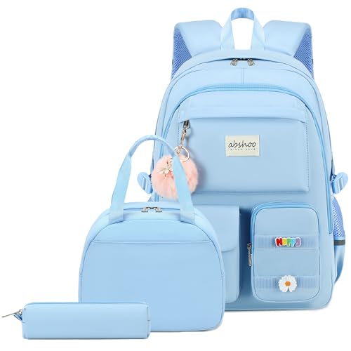 abshoo School Backpack for Girls Teen Elementary Middle High School Bookbag - color: Light Blue