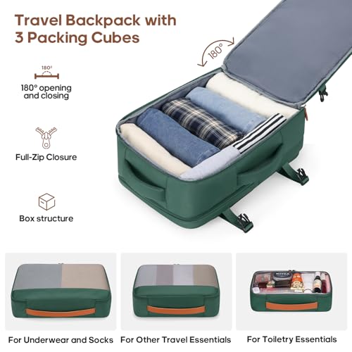 Luggage Sets 7 Piece,Hardside Large Checked Suitcase with Backpack Set - color: Dark Green, size: 7-Piece Sets