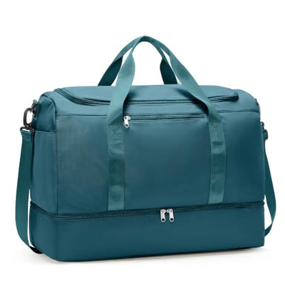 Large Travel Duffel Bag with Shoe Compartment, Weekender Bags for Women - color: A-Peacock Blue, size: Large