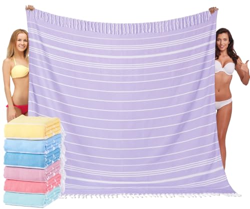 Widdonen Turkish Beach Towel Blanket Compact Giant 85x75 Purple Stripe - color: Purple