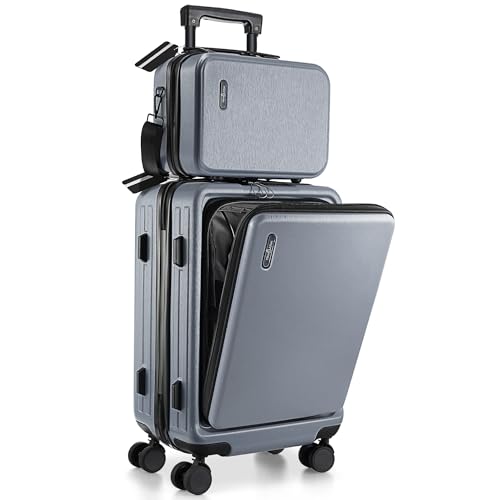 TRAVELARIM 20 Inch Carry On Luggage 22x14x9 Airline Approved Suitcase | Expandable, Laptop Compartment, Durable Hard-shell, Scratch-Resistant, 360° Spinner Wheels, TSA Lock, Cosmetic Case, Grey - color: Grey, size: Carry-on 20 Inch