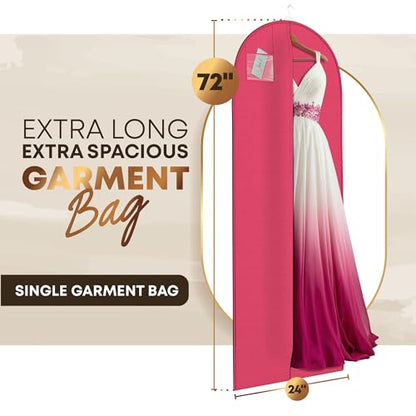 Your Bags 72" Long Wedding Dress Bag for Gowns & Dresses, ID Window - color: Fuchsia
