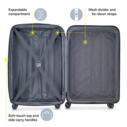 DELSEY PARIS Helium Aero Hardside Expandable Luggage with Spinner Wheels, Titanium, Checked-Large 28 Inch - color: Titanium, size: Checked-Large 28 Inch