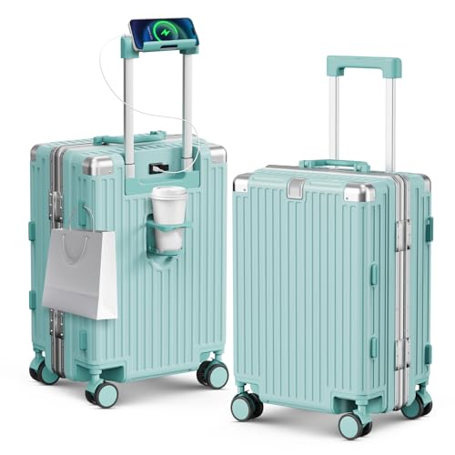 28 Inch Extra Large Luggage with USB Port & TSA Lock - color: Mint green, size: 28 Inch