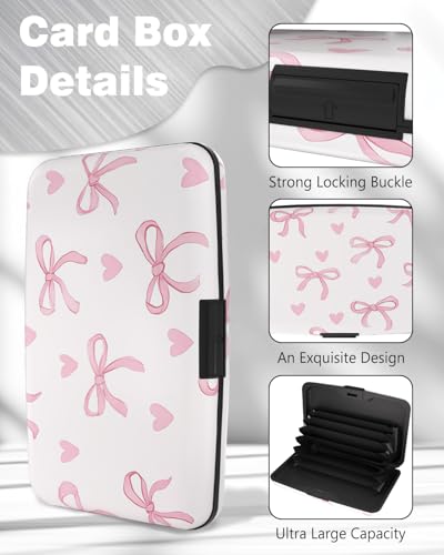 Maicican Credit Card Holder, Mini RFID Blocking Aluminum Wallet - color: Pink Bow