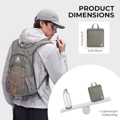 14L Small Hiking Backpack, Packable Travel Daypack for Men Women - color: Grey