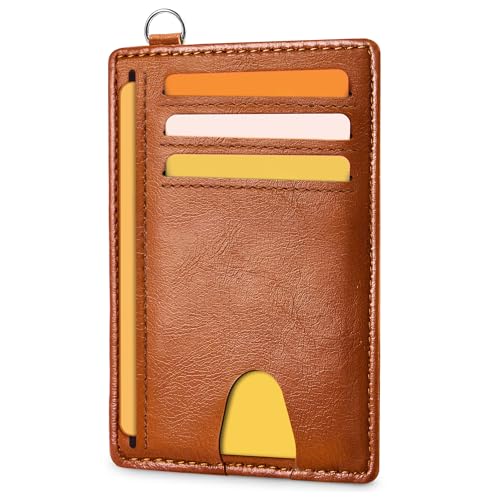 Mayski Slim Wallet, Credit Card Holder for Women, Minimalist Front Pocket RFID Blocking Card Cases, Small Wallet Women Men(Oiled Wax Brown) - color: Oiled Wax Brown