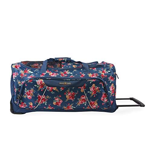 Pacific Coast Signature Women's 32" Large Rolling Duffel Bag, Rose Garden Navy One Size - color: Rose Garden Navy