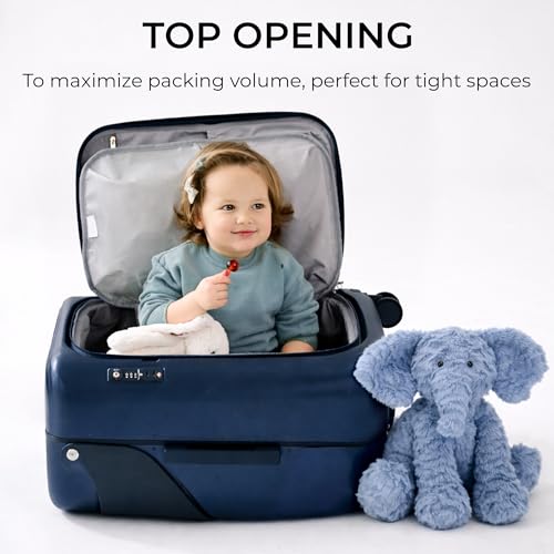 MiaMily Carry On Plus Ride-On Luggage with Built In Seat for Kids & Adults - color: Navy Blue