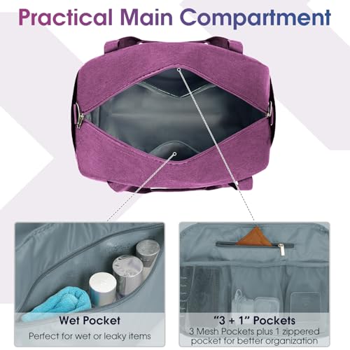 Narwey Carry on Duffle Bag Underseat for Airplane, Personal Item Travel Bag - color: Dark Purple, size: Small without laptop compartment