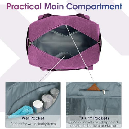 Narwey Carry on Duffle Bag Underseat for Airplane, Personal Item Travel Bag - color: Dark Purple, size: Small without laptop compartment