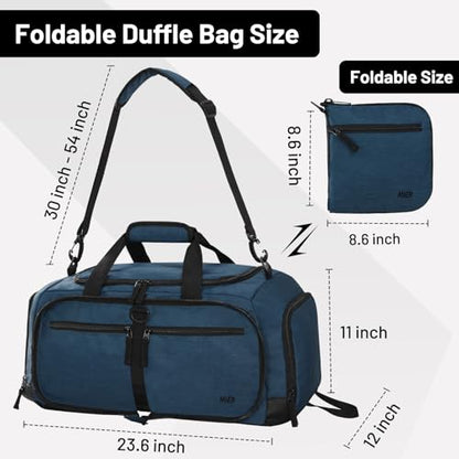 MIER Packable Travel Duffle Bag with Shoe Compartment, 50L, Drak Blue - color: Drak Blue, size: 50L