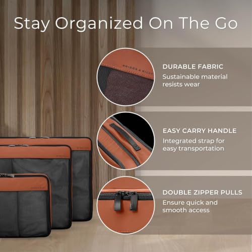 Briggs & Riley Travel Essentials Check In Compression Packing Cube Set - color: Orange, size: Checked