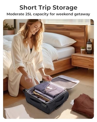 BAGSMART 16" Underseat Carry On Luggage Softside Carry On Suitcase,Grey - color: Underseat-Grey
