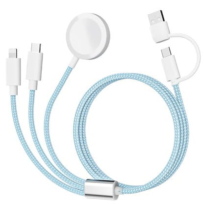 Rose Tattoo 3 in 2 USB C Charging Charger Cable Compatible with Apple Watch - color: Blue