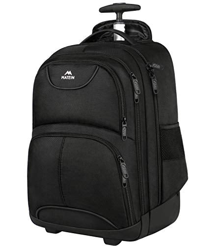 MATEIN Wheeled Backpack, 18 inch Laptop Backpack with Wheels - color: Black, size: 18-inch