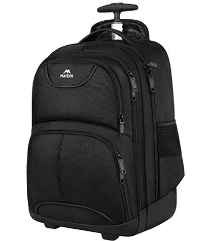 MATEIN Wheeled Backpack, 18 inch Laptop Backpack with Wheels - color: Black, size: 18-inch
