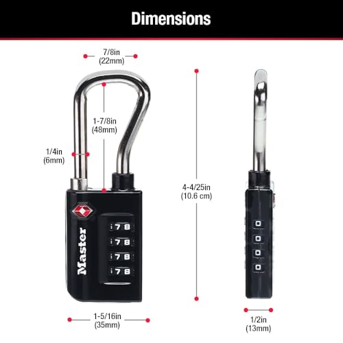 Master Lock TSA Approved Combination Luggage Lock Black 4-Pack 4696EC4 - size: 4 Pack
