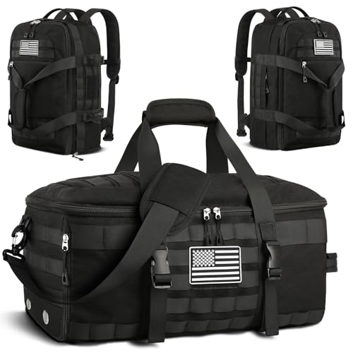 Gym Bags for Men, Large Tactical Duffle Bag with Shoe Compartment - color: Black, size: Large