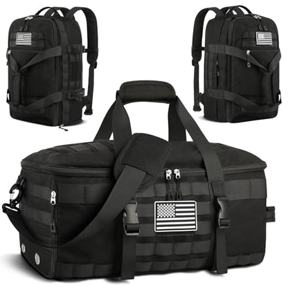 Gym Bags for Men, Large Tactical Duffle Bag with Shoe Compartment - color: Black, size: Large