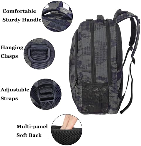 MATEIN Travel Computer Backpack, 15.6 Inch Sturdy College Laptop Bookbag - color: Grey and Black Camo, size: 15.6 Inch