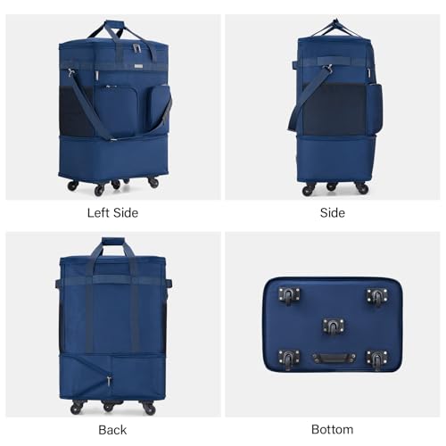 Hanke Expandable Collapsible Luggage with Wheels Suitcase Luggage Rolling Travel Bag Duffel Bag for Men Women Lightweight Suitcase Large Capacity with Spinner Wheel (Blue) - color: Blue-1
