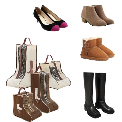 Rikyo 2 Set Brown Boots Bags with Clear Window, 11x19 Inch,Portable - color: Brown -Tall