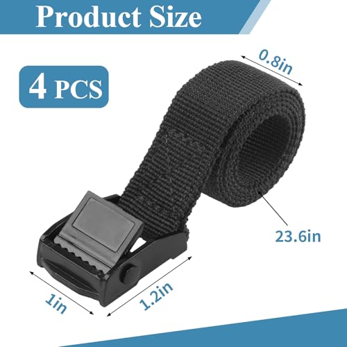 PEASUG Tie Down Straps, 4 Pack Lashing Straps with Buckles for Packing - color: Black, size: 0.78" x 2'