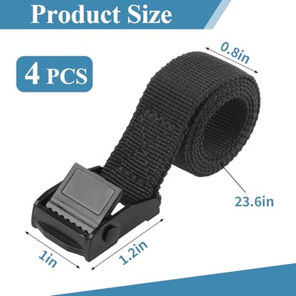 PEASUG Tie Down Straps, 4 Pack Lashing Straps with Buckles for Packing - color: Black, size: 0.78" x 2'