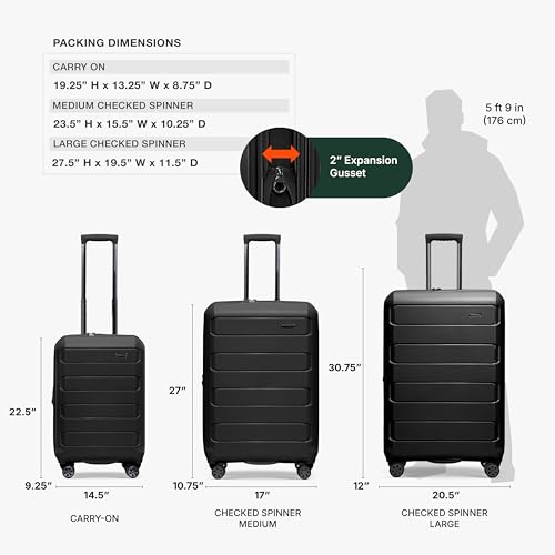 Traveler's Choice Pagosa Hardshell Expandable Luggage with Spinner Wheels, Black, 30-Inch Large - color: Black, size: 30-Inch Large