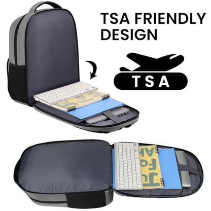 BIKROD Backpack for Men and Women, School Backpacks Water Resistant Back Pack, TSA Travel Backpack, Business Anti Theft Sturdy Computer Bag Gifts Fits 17.3 Inch Laptop, Grey - color: Grey, size: 17.3 Inch