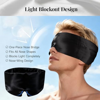 Silk Sleep Mask – 100% Mulberry Silk Eye Mask for Sleeping - color: Silk Black