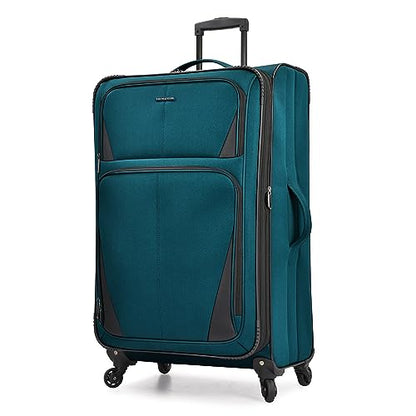 U.S. Traveler Aviron Bay Expandable Softside Luggage with Spinner Wheels, Teal, Large 31-Inch - color: Teal, size: Large 31-Inch
