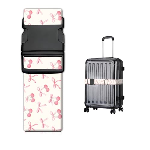 Luggage Strap for Suitcases Adjustable Travel Belt with Quick Release Buckle, Cute Travel Accessories for Suitcase Strap Cute Cherry Bow - color: Cute Cherry Bow