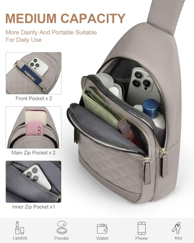 Capolo Crossbody Bags for Women Waterproof Sling Shoulder Bag Fanny Pack - color: Grey, size: Medium