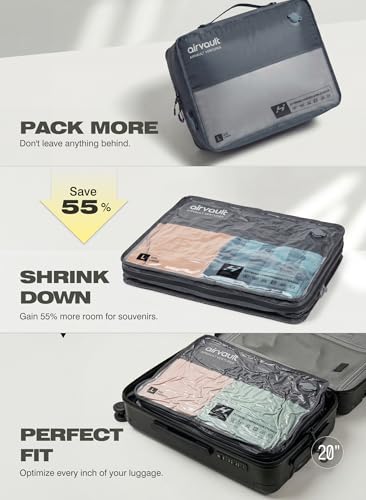 AirVault Reusable Vacuum Compression Travel Bag for Carry-On Suitcase and Backpack, Recycled IPX8 Waterproof Space Saver Vacpack (41L (4-Pack)) - style: 41L (4-Pack)